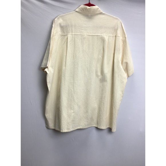 80s -Mexico Lindo- Men's Cream Colored, 100% Cotton Shirt, size XXL - Picture 5 of 7